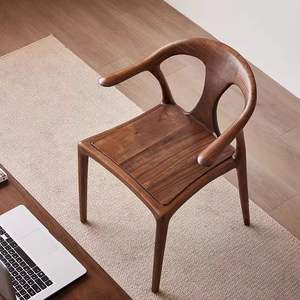 Silla minimalista de madera maciza, diseño de pico de pato de nogal negro norteamericano, silla para sala de estar, estilo chino moderno - Product Image 3