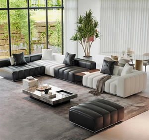 Meubles italiens de style moderne Canapé d'angle sectionnel en cuir pour hall d'hôtel Ensemble de canapés de luxe pour villa pour salon - Product Image 3