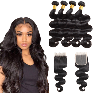 Sẵn Sàng Để Tàu 100% Nhà Máy Bán Buôn <span class=keywords><strong>10</strong></span> ~ 30 Inch Thẳng Nguyên Liệu Tóc Con Người Bó Remy Lớp Cơ Thể Sóng - Product Image 4