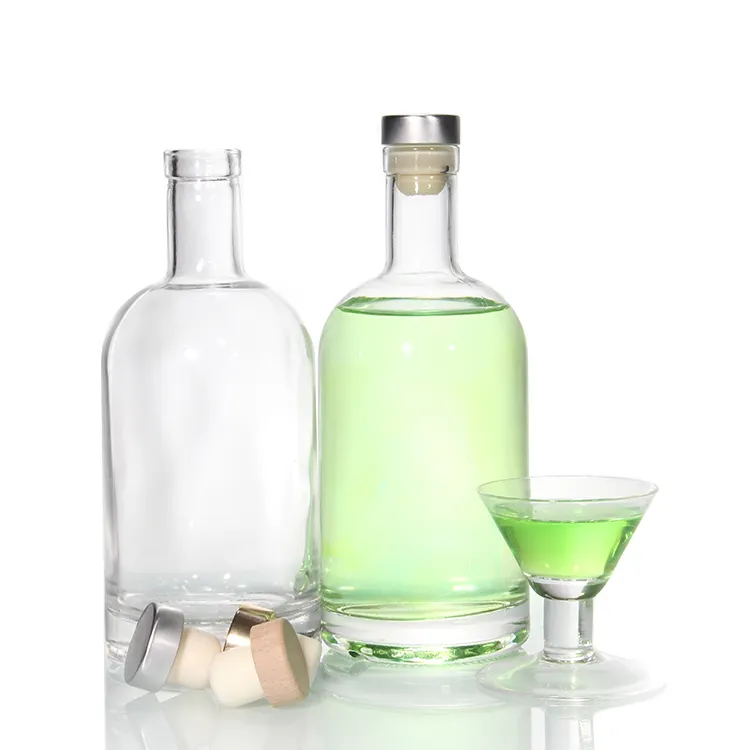 Пустые прозрачные стеклянные бутылки для водки, виски, 375 мл, 500 мл