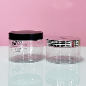 100g 200g 300g 400g Transparent PET <b>Plastic</b> <b>Jars</b> Manufacture with Silver/Gold/Rose Golden Aluminum Lid for Cream or Food - Product Image 1