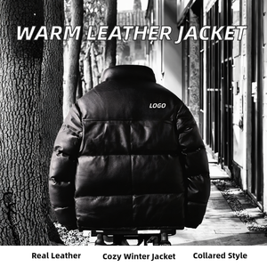 2026 Men's Casual Blouson Leather <b>Jacket</b> Zipper <b>Waterproof</b> Breathable Reversible Finished <b>Winter</b> Coat Stand Collar Wholesale - Product Image 2