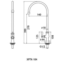Robinet de cuisine industriel en laiton chromé poli, à montage sur plan, monotrou, avec bec flexible, poignée en laiton massif et cartouche à vis en laiton