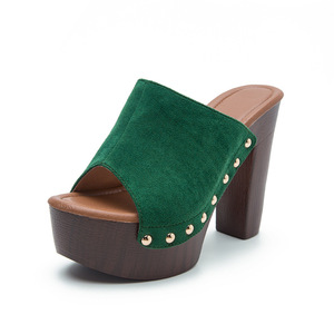 Women's Heeled Sandals Open Toe Chunky <b>Heel</b> Platform High <b>Heel</b> EVA Outsole Pu Lining Solid <b>Red</b> Suede Stones Design Height - Product Image 4