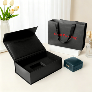 Caja de Joyería de Piel Sintética PU de Lujo Personalizada por el Fabricante, Caja Magnética con Bolsa de Papel Portátil para Regalo - Product Image 3