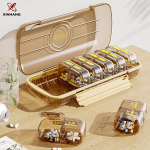 XinHang AM/PM Caja de dosificación Caja de pastillas semanal Contenedor de pastillas de viaje hermético Estuche de almacenamiento de tabletas de plástico altamente transparente - Product Image 1