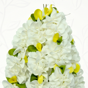 Guirlande de fleurs artificielles blanches et jaunes décorative à suspendre pour mariage, festival, temple, décoration florale pour la maison - Product Image 2