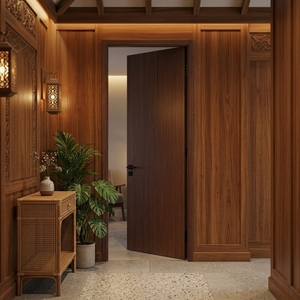 Porte en bois ignifugée / pour hôtel / bureau / appartement / villa - Product Image 1