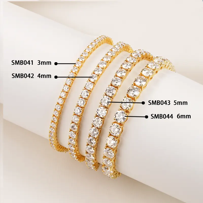 Promotion moissanite bangle yellow gold vvs moissanite bracelet moissanite tennis chain 925 sterling silver for girl