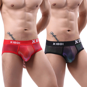 Men's Mid-Rise Sexy Breathable <strong>Underwear</strong> Cross-Border Trendy Personality Shorts with Logo on <strong>Waist</strong> Knitted Man Panties - Product Image 6