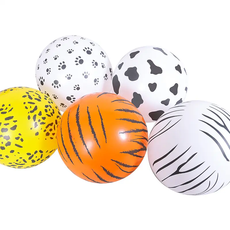 Nuovo palloncino in lattice a righe animali da 12 pollici con artiglio di cane stampa leopardo decorazione per feste di mucca all'ingrosso