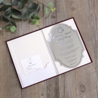 Invitaciones de Lujo con Estampado en Relieve, Folleto de Tapa Dura de Terciopelo, Tarjetas de Invitación de Boda Acrílicas con Impresión Personalizada