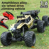 Coche Eléctrico Anfibio Todoterreno de Escala 1:6 con Seis Ruedas Motrices, Diseño Big-Foot, Modelo de Juguete con Luces