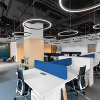 Lustre LED circulaire en aluminium OEM, anneau lumineux noir, garantie 3 ans, IP20, dimmable, pour éclairage de bureaux, hôtels et commerces