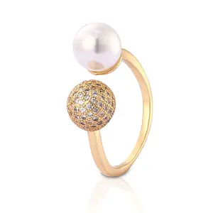 Latest Designs Diamond Gold Plated Adjustable Finger Ring For Girls
