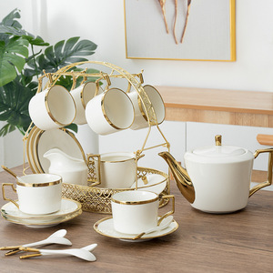 Luxury European Style Ceramic Tea <b>Cups</b> & Saucers Japanese Gold Rim Bone China with Aviation & Afternoon Tea <b>Set</b> Clay Material - Product Image 3