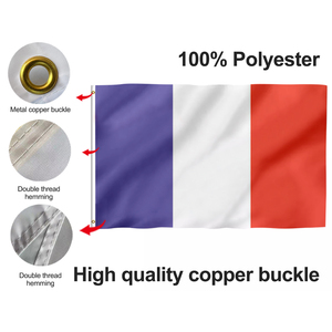 Drapeau national français personnalisé 3x5 pieds 100% polyester imprimé numériquement, drapeau de supporter français pour les événements sportifs en plein air - Product Image 4