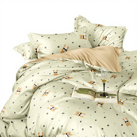 Ensemble de literie en coton pour lit queen size, housse de couette, design de dessin animé coloré imprimé sur drap plat respirant en tricot, ensemble doux et ajusté
