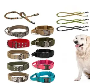 Outdoor Heavy-Duty Nylon <strong>Tactical</strong> <strong>Dog</strong> <strong>Collar</strong> Adjustable with Metal Buckle PU Leather Personalized Feature - Product Image 1