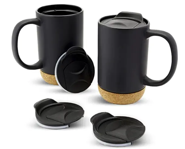 蓋付きのカスタムコルクベースセラミックカップコーヒーマグ取り外し可能な断熱コルク底