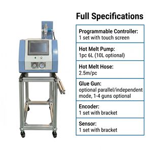 PLC Controlled Hot Melt Adhesive Dispensing System with 1-4 Guns 6L/10L Capacity Pump Wood Packaging for UV <b>Laminated</b> Boxes - Product Image 5