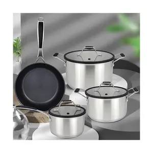 Induction kitchenware set cooking utensil cookware pots and pans non stick pot set stainless steel cookware sets