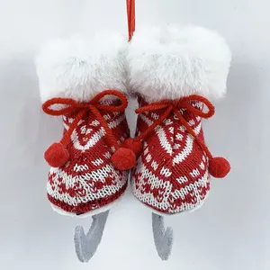 Sapatos Natal patins gelo Bota Ornamento Macio Sapatos De Pelúcia Xmas Árvore Pendurado Pingente Pequenas Botas Pingente Gnomes Sapatos Natal P