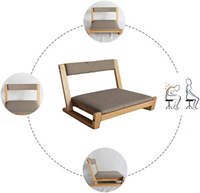 Vente en gros de chaise de thé de plancher en bois de tatami japonais avec l'appui arrière chaise de plancher en bois solide