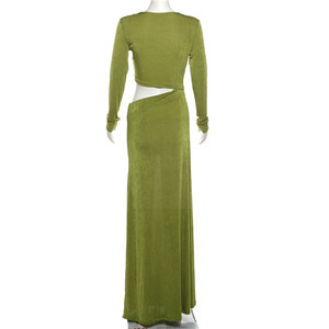 Elegante abito in seta brillante da donna con collo basso a manica lunga a manica lunga tendenza autunnale per banchetti di mezzanotte <span class=keywords><strong>abiti</strong></span> <span class=keywords><strong>lunghi</strong></span> aderenti - Product Image 6