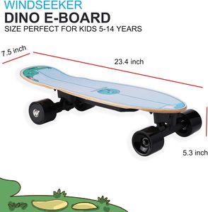 Planche à roulettes électrique Windseeker Dino Skater Plus pour enfants et adolescents, moteur sans balais 350W, vitesse maximale de 9,3 mph, batterie 2000/2600mAh - Product Image 6