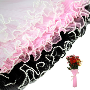 Hot Selling Frilly Bouquet Packaging Mesh Fixed Mesh Waterproof Diy Bouquet with Pearl Gauze - Product Image 1