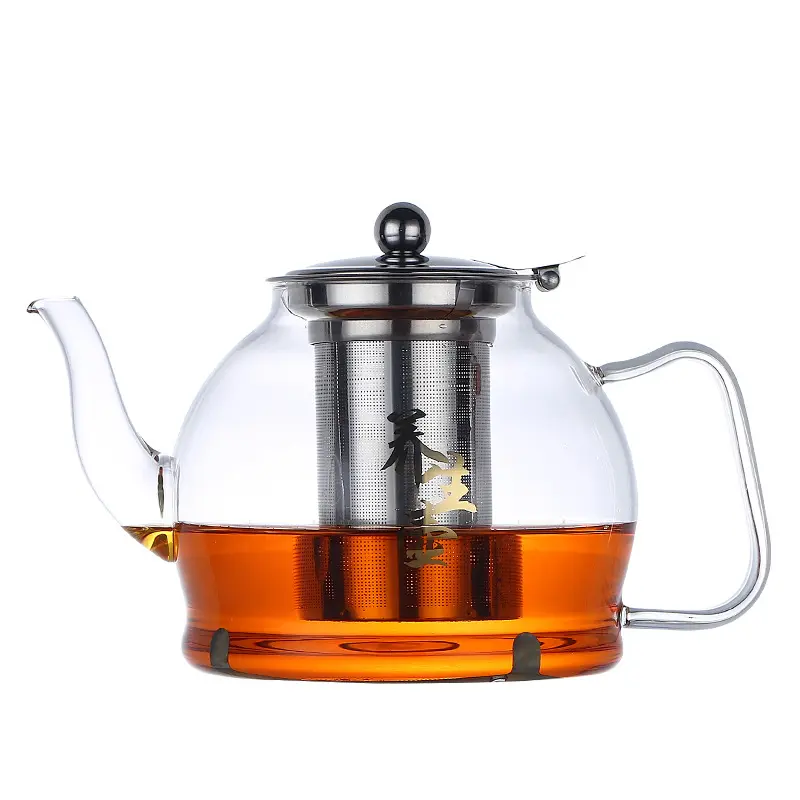 Teiera in vetro Hiware da 1000ml con infusore rimovibile, bollitore per tè sicuro per piano cottura, Set per tè in fiore e foglia sciolta