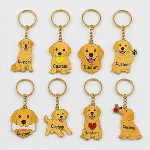 Llavero de Metal Personalizado al por Mayor con Diseño de Perro Golden Retriever, Llaveros para Amantes de Cachorros, Souvenir Promocional para Tiendas de Mascotas - Product Image 1