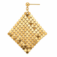 Boucles d'oreilles pendantes en maille tressée dorée et argentée effet tapis magique avec pompons pour femme, bijoux fantaisie, vente en gros