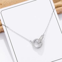 Collier à double anneau plaqué argent, chaîne de clavicule tendance pour femme, style célébrité internet, design de niche