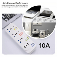 Toma de corriente de extensión inalámbrica EU/UK de alta calidad, 3 cargadores USB, Cable de 5m, enchufe Universal AC220 ~ 240V 10A, toma de pared, 3 salidas CN