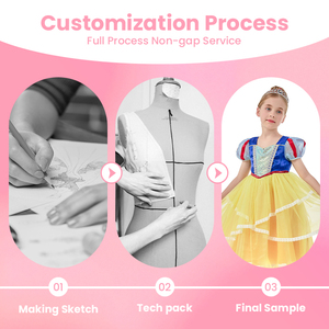 Robe de princesse en dentelle sur mesure en gros pour enfants, costume de fantaisie Blanche-Neige pour les distributeurs de fêtes d'anniversaire - Product Image 2