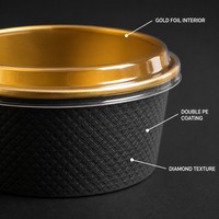 Bols à soupe en papier noir de 16 oz, 24 oz, 32 oz avec couvercles pour aliments chauds, récipients alimentaires en papier doré, bols à salade jetables