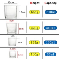 FENGJUN Luxuriöses 100% Glas-Kerzenglas 130ml 4.4oz Rauchfreie Duftkerzen in Quadratischen Farben für Raumdekoration und Geschenke