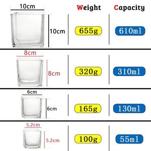 Fengjun เทียนแก้ว100% หรูขนาด130มล. 4.4ออนซ์เทียนหอมไร้ควันเทียนทรงสี่เหลี่ยมสำหรับตกแต่งห้องและของขวัญ - Product Image 2