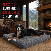 Matelas orthopédique extra large pour chien 108x71cm, 11cm d'épaisseur, gris matelassé, lit de sol pour maisons de montagne