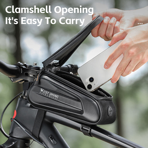 Sac de cadre de vélo WEST BIKING, sac de tube supérieur imperméable pour vélo, accessoires de vélo, sacs de vélo avec écran tactile pour téléphone - Product Image 6