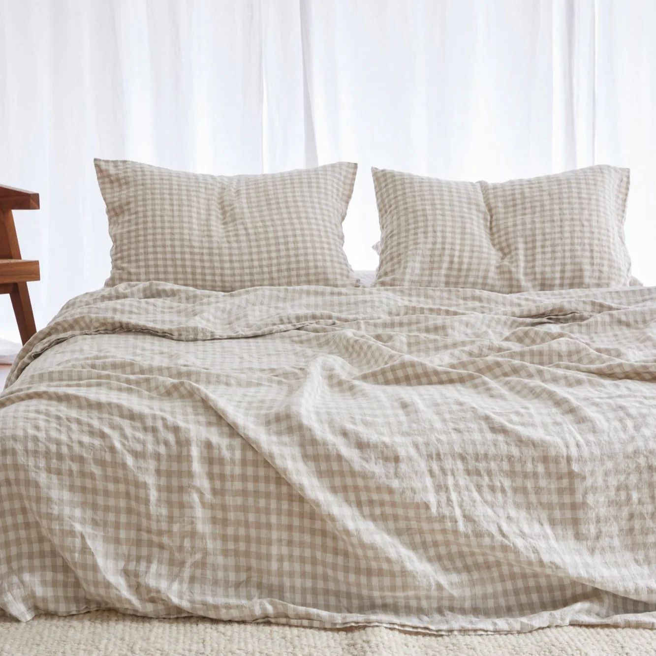 Şemsiye Oeko-tex standart taş-yıkama keten yatak seti 100% keten levha ile set 1 düz levha 1 çarşaf 2 yastık kılıfı