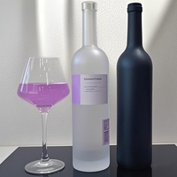 Bouteille de spiritueux vide ronde transparente en verre noir mat personnalisée de 700 ml 750 ml pour liqueur, vin, whisky, vodka, tequila avec bouchon en liège
