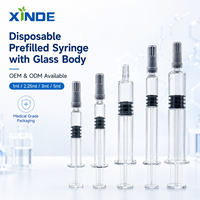 Seringue préremplie jetable en verre neutre XINDE 1 ml avec corps en verre et raccord Luer Lock