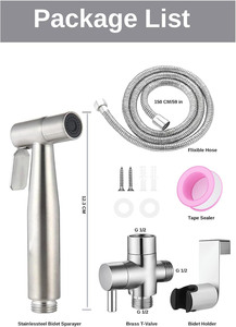 Pulvérisateur de bidet WC portable haute pression en ABS argenté avec installation facile, idéal pour hôtels, garantie 2 ans pour salle de bain - Product Image 2