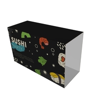 Kraft Paper Sleeve Folders Sushi Takeout Food Glossy Lamination Varnishing Paperboard Foil Recyclable Food Packaging
