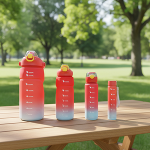 Ensemble de 4 bouteilles d'eau motivantes pour l'été, sans BPA, pour le sport, la remise en forme, la salle de sport et les activités de plein air - Product Image 1