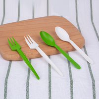 Ensemble de couverts jetables en CPLA compostable et biodégradable, noir, blanc, vert, pour les fêtes, couteau, fourchette, cuillère de 5 pouces, certifié BPI/DIN
