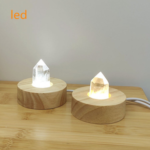 Tisch 3d LED Lampe Nachtlicht Massivholz Basis Holz Runde Blütenblatt Form Holz sockel für Kristallglas Gravierte Rohlinge Acryl - Product Image 6